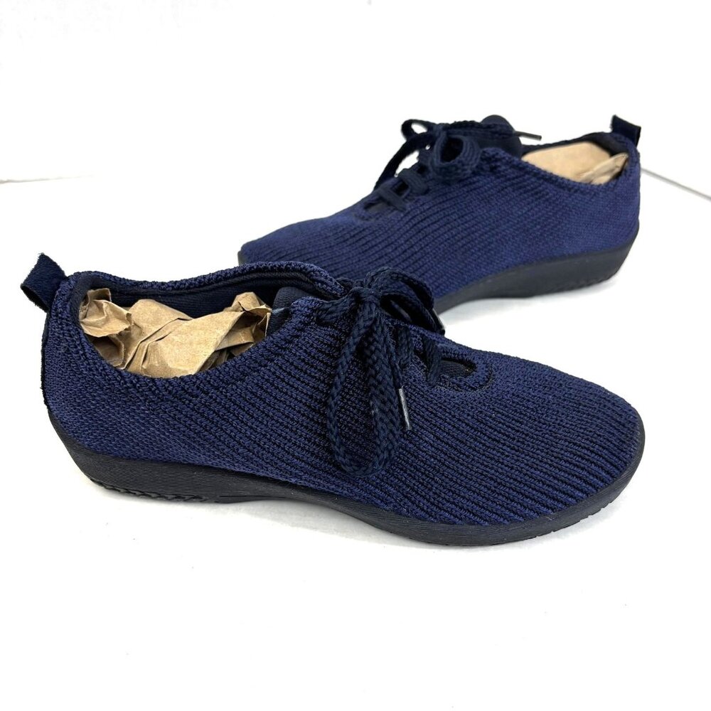 Arcopedico Knit Lace Up Comfort Shoes Womens 36 (5.5) Navy Blue Walking Sneakers